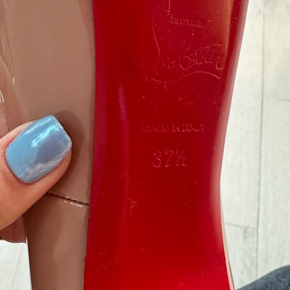 Christian Louboutin New Very Privé 120mm Platform Patent Leather Pump 37.5 Beige - Picture 8 of 8